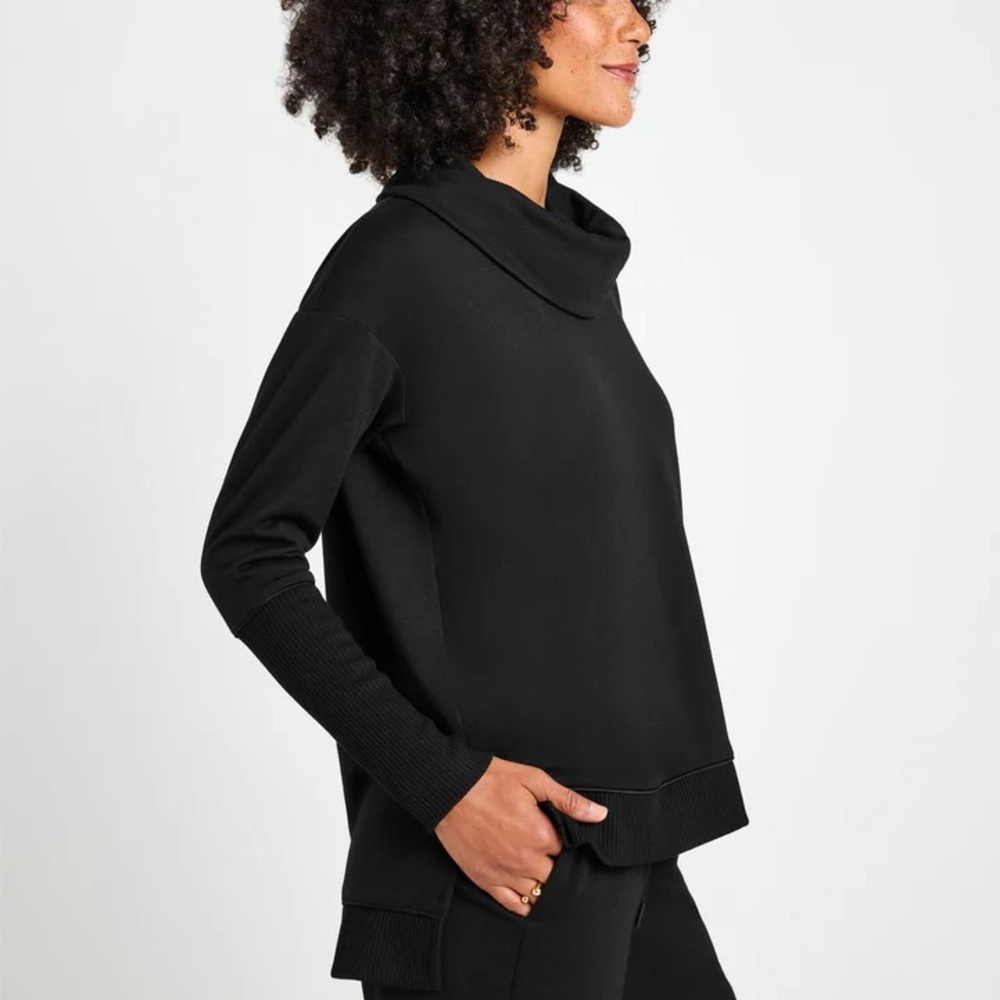 NWT SPLENDID (XS) Soft Fleece Plush Cowl Neck Pullover Casual Stretch Luxury - Picture 3 of 15